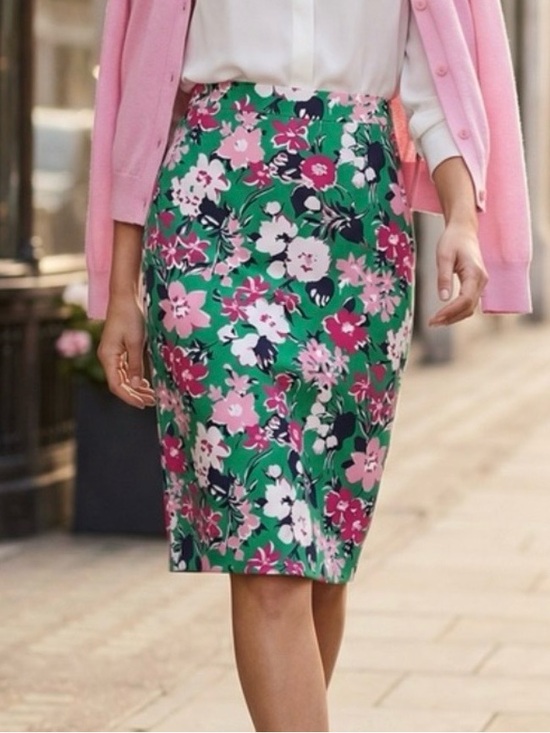 J. Crew Dresses & Skirts - J. Crew Floral Pencil Skirt in Green and Pink